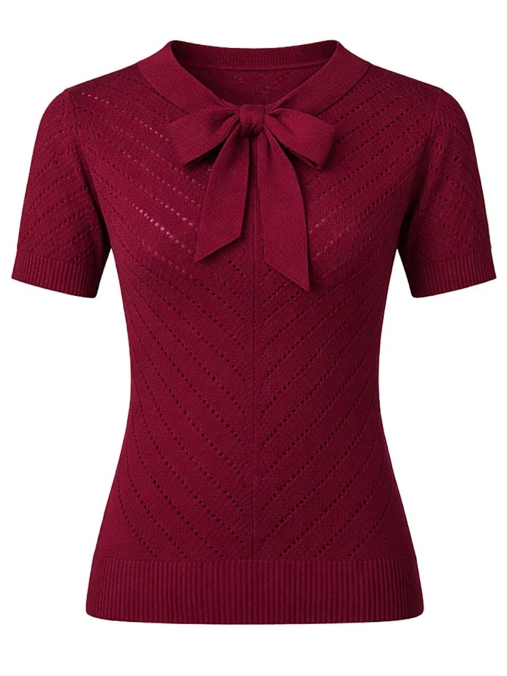 Women's Retro Red Classic Minimalist Jacquard Knit